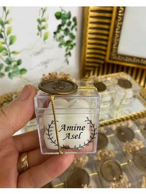 Siyah Lale Nikah Şekeri Bubble Mum Kutulu Nikah, Söz, Nişan Hediyelik - 25 Adet