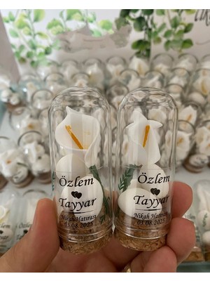 Siyah Lale Nikah Şekeri Cam Fanus Kardelen Çiçek ve Fıstık Şekerli Nikah, Söz, Nişan Hediyelik - 50 Adet