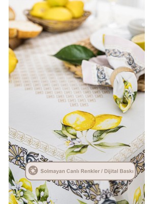 Elart Limonlu Yemek Seti 12 Kişilik Masa Örtüsü Takımı (150X210 Cm)