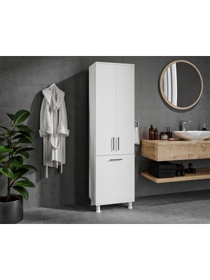 Merlin Mobilya Sezar Kirli Sepetli Banyo Dolabı