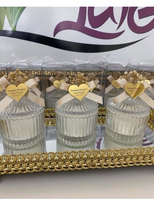 Siyah Lale Nikah Şekeri Mumlu Cam Şişe Nikah, Söz, Nişan Hediyelik - 25 Adet
