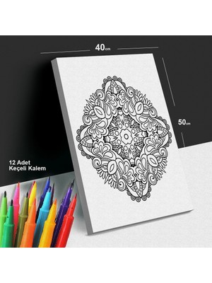 Barok Elmas 40X50 Tuval Boyama Seti - 12'li Keçeli Kalem Ile Birlikte -