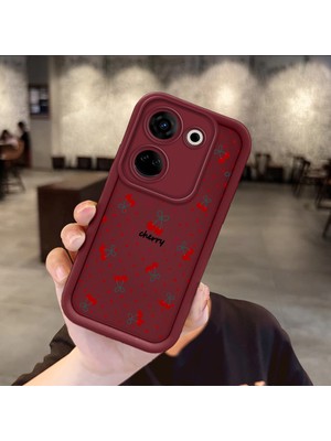 HONTINGA Tecno Camon 20 Pro 4g ile Uyumlu Kılıfı Düşüme Önleyici Basitlik Anti Düşme Kamera Korumali Vişne Bordo Desen Yumuşak Silikon Telefon Kılıfı Kadın ve Erkek Için Uygundur K2-7075