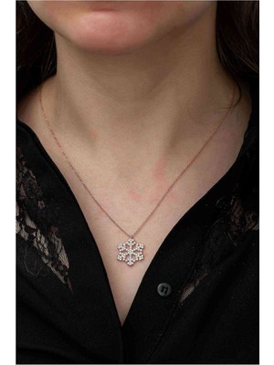 PremiumPort Şık Sarı Gümüş Kar Tanesi Kolye, Zarif ve Doğal Tasarım