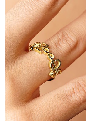 Fiyonk Kuyumculuk 14 Ayar Altın Sonsuzluk Sembollü Kişiye Özel Tasarım Harfli Yüzük