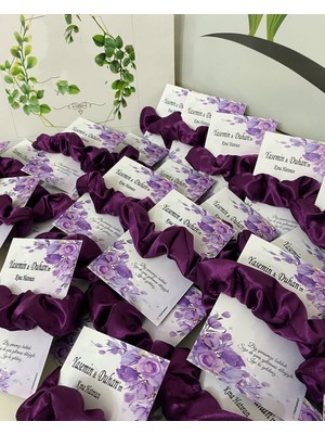 Siyah Lale Nikah Şekeri Kına Tokası Hediyelik Mor - 25 Adet