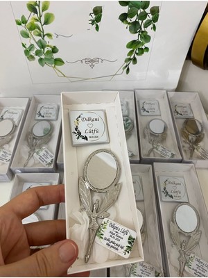Siyah Lale Nikah Şekeri Metal Kına Ayna ve Çikolata Nikah, Söz, Nişan, Kına Hediyelik - 50 Adet