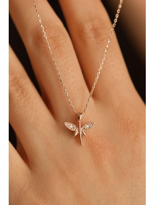 PremiumPort Zirkon Taşlı Rose Minimal Gümüş Kolye, Zarif ve Şık Tasarım