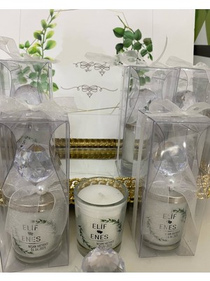 Siyah Lale Nikah Şekeri Kristal Kapaklı Mum Cam Nikah, Söz, Nişan Hediyelik - 50 Adet