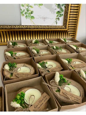 Siyah Lale Nikah Şekeri Kutulu Kütük Mum Nikah, Söz, Nişan Hediyelik - 50 Adet