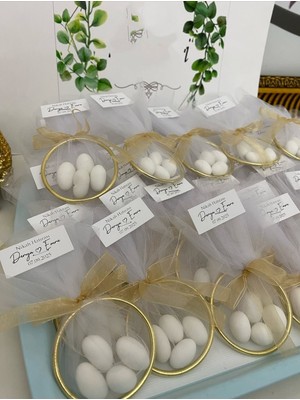 Siyah Lale Nikah Şekeri Halka Nikah Şekeri Fıstık Şekerli Söz, Nişan Hediyelik - 25 Adet