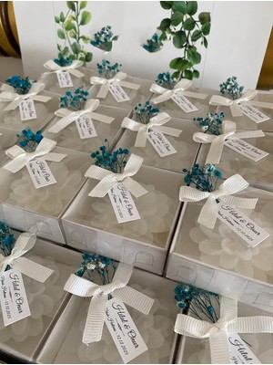 Siyah Lale Nikah Şekeri Kutulu Mum Nikah, Söz, Nişan Hediyelik - 50 Adet