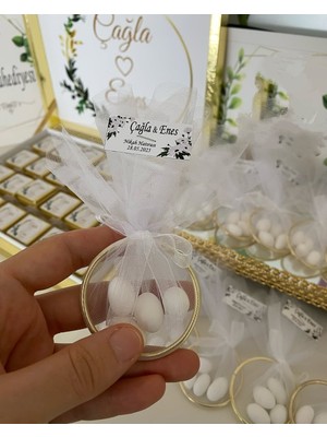 Siyah Lale Nikah Şekeri Halka Nikah Şekeri Fıstık Şekerli Söz, Nişan Hediyelik - 50 Adet