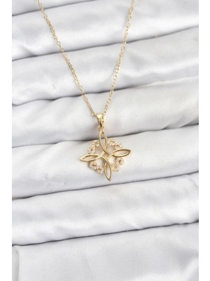 Lowell Home 316L Çelik Zincir Gold Renk Sonsuzluk Model Zirkon Taşlı Kadın Kolye