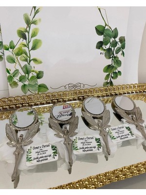 Siyah Lale Nikah Şekeri Metal Kına Ayna Hediyelik Kına Gecesi - 50 Adet