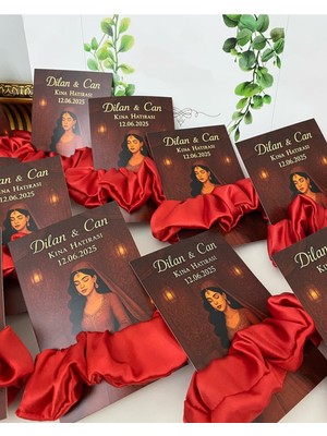 Siyah Lale Nikah Şekeri Kına Tokası Hediyelik Kırmızı - 50 Adet