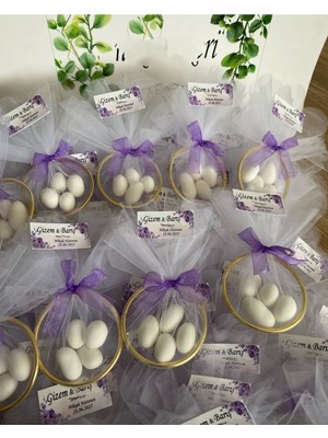 Siyah Lale Nikah Şekeri Halka Nikah Şekeri Fıstık Şekerli Söz, Nişan Hediyelik - 25 Adet