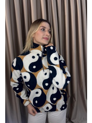 Venilife Yarım Fermuarlı Oversize Peluş Sweatshirt