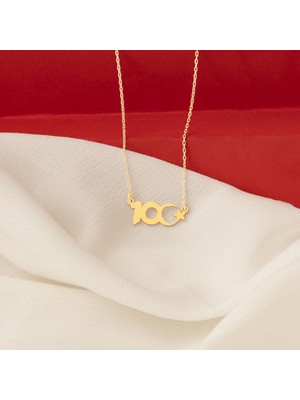 PremiumPort 100. Yıl Yazılı Parlak Gümüş Kolye, Şık ve Zarif Takı Design