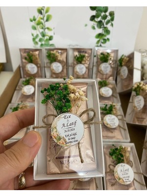 Siyah Lale Nikah Şekeri Kahve Kutusu Süslü Nikah, Söz, Nişan Hediyelik - 50 Adet