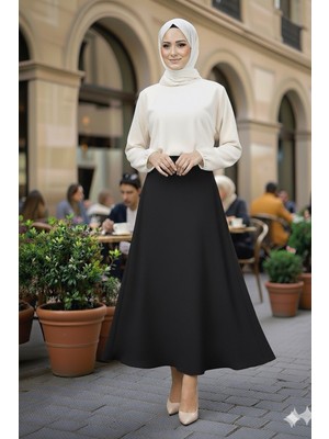 Eceylül Moda Scuba Krep Bel Lastikli Kloş ETEK(93-94CM Uzunluk)(Kısa Süreliğine Lansman Fiyatı)