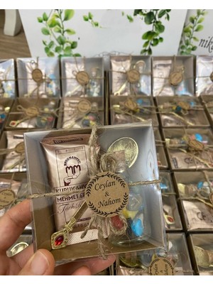 Siyah Lale Nikah Şekeri Kahve, Kaşık ve Mantar Şişe Draje Şekerli Nikah, Söz, Nişan, Kına Hediyelik - 25 Adet