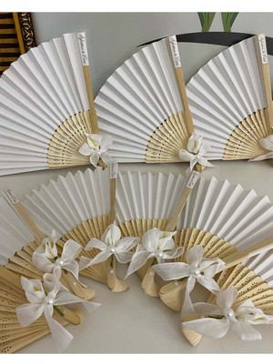 Siyah Lale Nikah Şekeri Ahşap Yelpaze Kına, Nikah, Söz, Nişan Hediyelik - 25 Adet