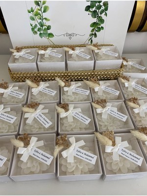 Siyah Lale Nikah Şekeri Kutulu Mum Nikah, Söz, Nişan Hediyelik - 25 Adet