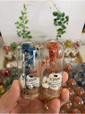 Siyah Lale Nikah Şekeri Cam Fanus Karışık Cipso Çiçekli ve Kalp Şekerli Nikah, Söz, Nişan Hediyelik - 25 Adet