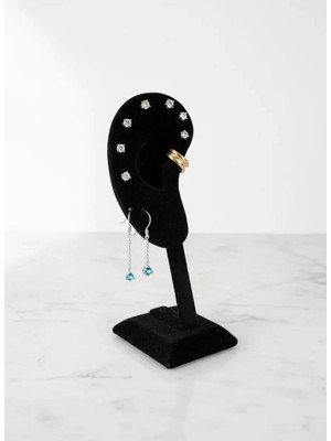 Megass Dekor Süet Kumaş Siyah Renk 15/5 cm Ayaklı Küpe Sergileme Dekoru