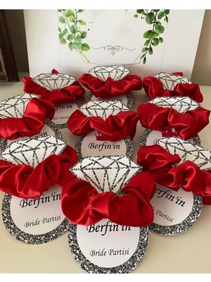 Siyah Lale Nikah Şekeri Kına Tokası Hediyelik Kırmızı - 25 Adet