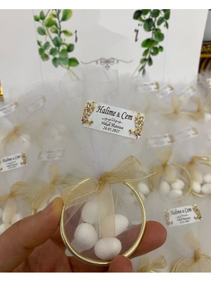 Siyah Lale Nikah Şekeri Halka Nikah Şekeri Fıstık Şekerli Söz, Nişan Hediyelik - 25 Adet