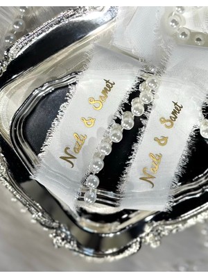 Abroz Home Gold Isimli Incili Yüz Kurdelesi /söz Nişan Kurdelesi