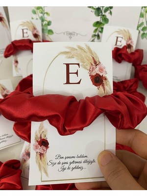 Siyah Lale Nikah Şekeri Kına Tokası Hediyelik Kırmızı - 50 Adet