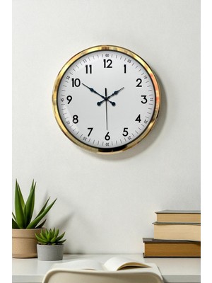 İlkyaz Fashion Zentime Gold & White Luxury Classic 52 cm Metal Duvar Saati (Ilkyz-Fshon-34)