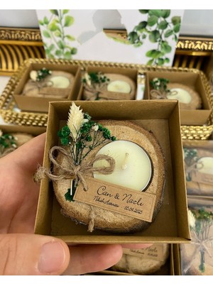 Siyah Lale Nikah Şekeri Kutulu Kütük Mum Nikah, Söz, Nişan Hediyelik - 50 Adet