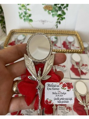 Siyah Lale Nikah Şekeri Metal Kına Ayna Hediyelik Kına Gecesi - 50 Adet