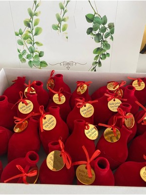 Siyah Lale Nikah Şekeri Kına Testi Hediyelik Kırmızı Içi Kınalı - 50 Adet