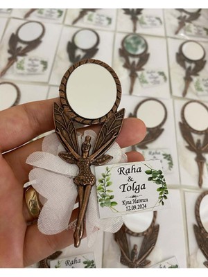 Siyah Lale Nikah Şekeri Metal Kına Ayna Hediyelik Kına Gecesi - 50 Adet