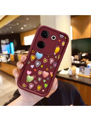 HONTINGA Tecno Camon 20 Pro 4g ile Uyumlu Kılıfı Düşüme Önleyici Basitlik Anti Düşme Kamera Korumali Vişne Bordo Desen Yumuşak Silikon Telefon Kılıfı Kadın ve Erkek Için Uygundur K2-7075