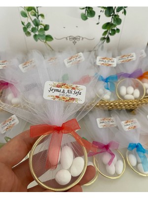 Siyah Lale Nikah Şekeri Halka Nikah Şekeri Fıstık Şekerli Söz, Nişan Hediyelik - 25 Adet