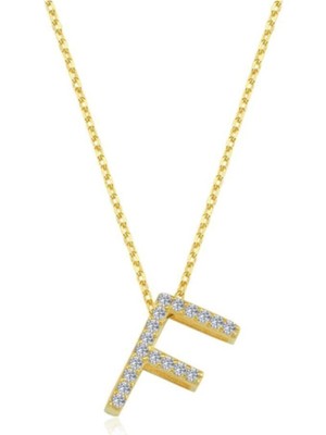 PremiumPort Şık Kadın Prizma F Harfi Altın ve Gümüş Renk Kolye