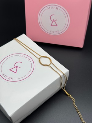 Alsem 14 Ayar Gold Kaplama Sevgili Düğüm Bilekliği , Arkadaş Çift Bilekliği , Sonsuzluk Bilekliği