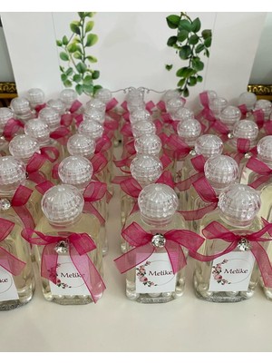 Siyah Lale Nikah Şekeri Plastik Kolonya Şişesi Nikah, Söz, Nişan Hediyelik - 25 Adet