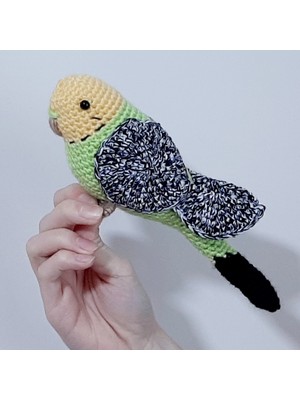 Nildamigurumi Amigurumi Kuş Muhabbet Kuşu Elma Yeşili Kırçıllı Kanat