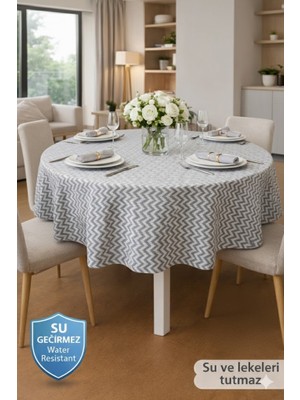 Rona Home Birinci Sınıf Yuvarlak Masa Örtüsü Su Geçirmez Leke Tutmaz Premium Kaliteli Kumaş Mutfak Salon