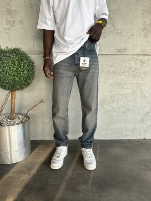 KağanKY Lacivert Yıkamalı Baggy Jean