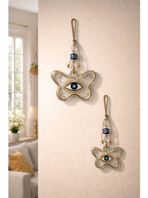 Nevce Store 2’li Kelebek Nazar Boncuğu Duvar Süsü Nazarlık – Ev & Ofis Dekoru – Altın Detaylı – En Güzel Hediye