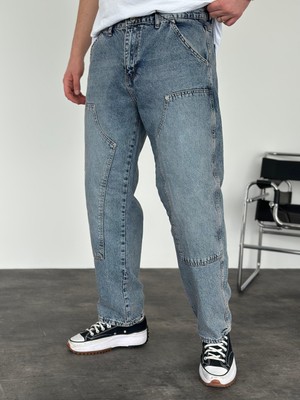 KağanKY Mavi Yıkamalı Relax Baggy Jean