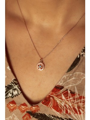 PremiumPort Şık Mavi Taşlı Yuvarlak Gümüş Kolye, Zarif Takı Seçeneği